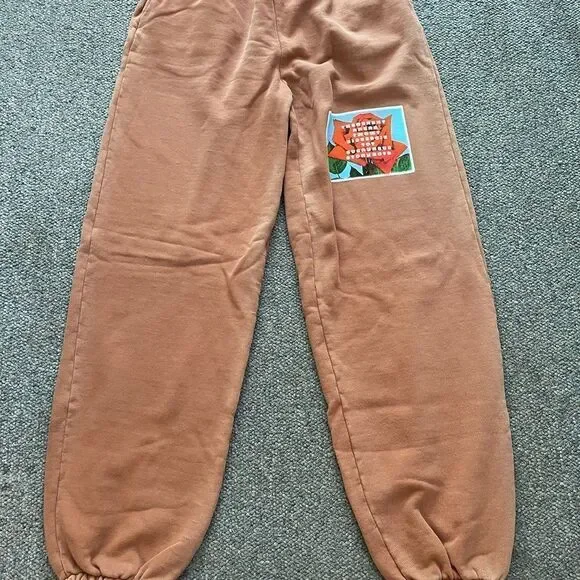 Boys Lie Tan Track Pants with Graphic Patch - Picture 2 of 6